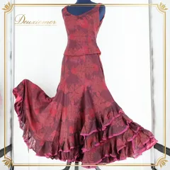 フラメンコ 衣装 トップス ファルダ スカート ツーピース ブラウス ボランテ フリル レース レッド系 パープル系 CANELA PURA ダンス パーティ 発表会 おしゃれ 高級感 コスチューム ダンス衣装 スタイリッシュ パフォーマンス