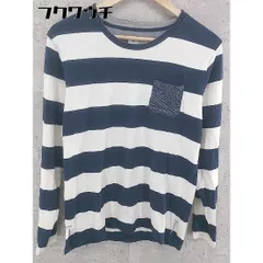 ◇ THE SHOP TK ザ ショップ ティーケー ボーダー 長袖 Tシャツ カットソー サイズL ホワイト ネイビー メンズ 【中古】 【1102010003886】