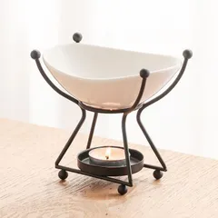 2点セット 新型 アロマポット 陶器 アロマ炉 アロマキャンドルホルダー キャンドルバーナー アロマバーナー アロマディフューザー 木製