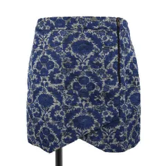 ザラ ベーシック ZARA BASIC スカート ミニ 台形 花柄 ブルー 青 グレー S