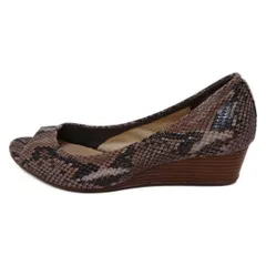 COLE HAAN(コールハーン) パンプス 5 1/2 レディース - ベージュ×ブラウン×黒 型押し加工/オープントゥ/ウェッジソール レザー