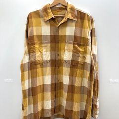 Timberland ティンバーランド 長袖シャツ ボタンダウンシャツ ネルシャツ チェック柄 ワンポイントロゴ vintage ヴィンテージ 90's INDEA製 メンズ  90年代 メンズ イエロー