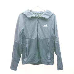 ◇ adidas アディダス フーディー フロントジップ スポーティー 長袖 パーカー サイズM ネイビー系 レディース E  【1308160064962】