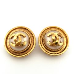 【鑑定済み】正規品 CHANEL シャネル ココマーク フェイクパール 95P イヤリング GPゴールド ヴィンテージ