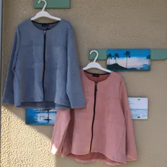 セール　フェイクスエードノーカラージャケット　M〜L  ピンク　ブルー