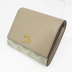グッチ GUCCI ダブルG バイカラー ミディアム ウォレット GGマーモント レディース 二つ折り財布 定価82500円 管理11871