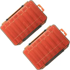 karim 両面ルアーワームケース タックル 収納 ボックス メタルジグ ショアジギング ソルトライト 釣り 青物( オレンジ2個セット)