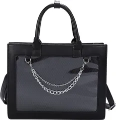 HARGIO(ハルジオ) 推し活バッグ 痛バッグ ショルダー トート 小さめ ミニ ハンドバッグ 2WAY レザー調 ゴシック ゴスロリ 地雷系 量産型 かわいい おしゃれ(ブラック,  Free Size)