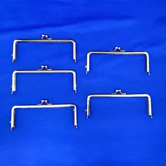 ▶がま口　ハンドメイド用　口金(角丸5.0寸 足1.9寸 横ｶﾝ丸玉8㎜）Ｎ 5個セット◀