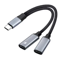 【特売】2in1 タイプC高速充電イヤホン変換ケーブル Type-CイヤホンジャックUSB C PD充電アダプタ 音声通話/音量調節/音楽イヤホン 二股 高耐久 ナイロン編み 接続ケーブル対応 Samsung S21/S20/Google pixel5/4/3