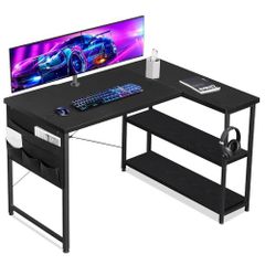 YeTom ゲーミングデスク l字デスク pcデスク 右棚左棚 幅107cm ゲ