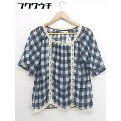 ◇ green label relaxing UNITED ARROWS チェック 切替 五分袖 シャツ ブラウス ネイビー マルチ レディース  【1108260005267】