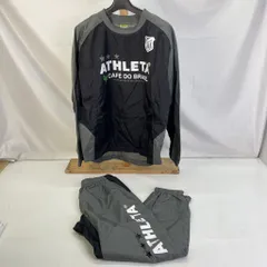 01w-3614 〇  ATHLETA アスレタ 【セットアップ】ナイロンジャケット＆ナイロンパンツ 上下Ｍサイズ トレーニングウェア スポーツウェア カーキ ブラック  ピステ 中国製  【中古品】