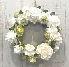 ホワイト＆グリーン フラワー花冠 ヘッドドレス - メルカリ