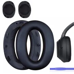 【迅速発送】WH1000XM2イヤーパッド交換防音イヤーパッドソニーWH-1000XM2 MDR-1000Xワイヤレスノイズ低減ヘッドホンと互換性-防音スポンジとプラスチックスティック付き
