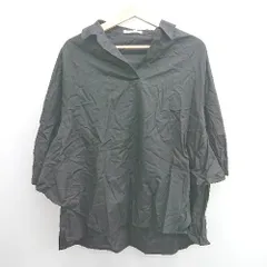 ◇ ⊂ Chez toi シェトワ サイドフリル 七分袖 シャツ サイズフリー ブラック レディース E  【1506300031809】