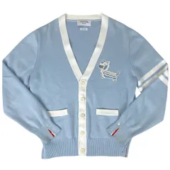 トムブラウン THOM BROWNE Vネック カーディガン フロントトリコロールライン ダックスフント トップス カーディガン 綿 ライトブルー メンズ 【中古】のサムネイル