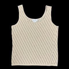 Calvin Klein カルバンクライン タンクトップ ベージュ ビーズ ニット シャツ レディース XSサイズ