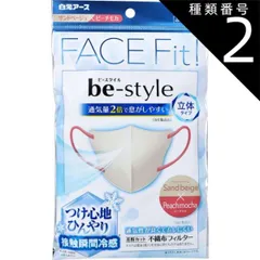 種類2：2個 【2個までメール便送料無料】ビースタイル 立体冷感タイプ ふつうサイズ サンドベージュ×ピーチモカ 7枚入マスク バイカラー 不織布 カラー 息がしやすい 感染対策 花粉症 飛沫防止 男女兼用 血色 マスク 使い捨て 小顔 かわいい ひんやり 冷