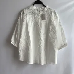 訳あり新品未使用タグ付き3L白ホワイト長袖ブラウス刺繍薄手かわいいおしゃれ