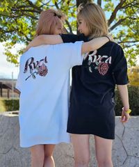 【ムラスポ公式】新品 RVCA ルーカ ワンピース レディース Tシャツワンピース 半袖 バラ ロゴ バックプリント BF043-P36