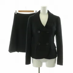 バーバリー ロンドン BURBERRY LONDON ダブルスーツ フォーマル フレアスカート ジャケット タック ひざ丈 カシミヤ混 36 XS 黒 ブラック /NQのサムネイル
