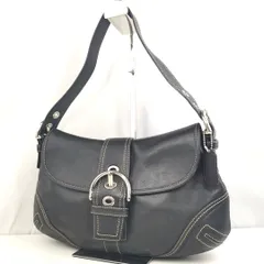 【 COACH 】K A-1 コーチ F10192 ソーホー レザー ロゴチャーム付 ステッチ セミショルダー 肩掛け トートバッグ 婦人鞄 ブラック系