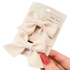 【在庫処分】浴衣 洋服 発表会 結婚式 卒園式 袴 バレッタ ヘアアクセサリー クリップ ベージュ 2個セット 子供 小さめ リボン 髪飾り GFun