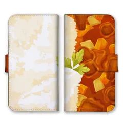 iPhone14Pro ケース 手帳型 アイフォン14 プロ スマホケース 携帯ケース カレー カレーライス かれー 食べ物 フード シュール おもしろい 面白 かわいい イラスト カラー03