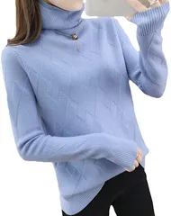 Fiona MacQuell　(フィオナマックール） タートルネック タートルネックレディース ケーブル編み ニット ニットレディース( ライトブルー,  S)