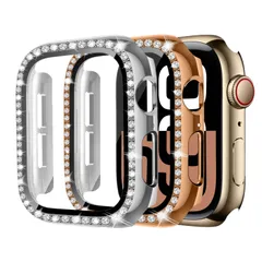 42mm カバー 46mm 41mm 40mm 44mm 45mm レディース、コンパチブル apple watch アップルウォッチ ケース 10 9 8 7 5 6 4 se、キラキラ 【2色セット】コンパチブル 可愛い 耐衝撃 保護ケース フィルム付き