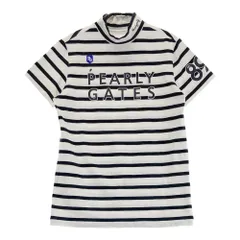 サイズ：1 PEARLY GATES パーリーゲイツ  ハイネック 半袖Tシャツ ボーダー柄 ホワイト系 [240101389705]# ゴルフウェア レディース ストスト