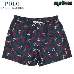 ポロ ラルフローレン スイムショーツ POLO RALPH LAUREN 総柄 アンカー ネイビー×レッド×ホワイト サイズ：XXL ボードショーツ ショートパンツ スイム パンツ 【新品】