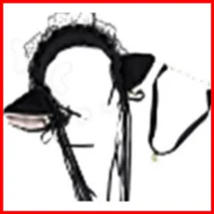 猫耳 フリルカチューシャ 鈴付き チョーカーセット コスチューム用小物 ブラック 約30㎝