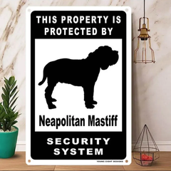 雑貨【Neapolitan-Mastiff/ナポリタン・マスティフ】  Dog ドッグ  犬    メタルポスタ―　Security  セキュリティー 警告  ヤードサイン メタルプレート  ブリキ看板  -155