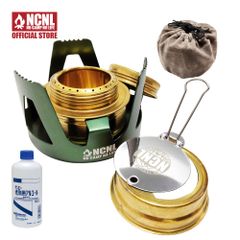 NCNL アルコールストーブ 燃料付き バーナー キャンプ 軽量 五徳 蓋 登山 ソロキャンプ アウトドア用品 キャンプ用品 収納袋付き (グリーン)
