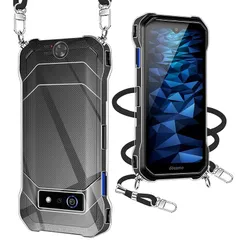 京セラ kyocera DuraForce EX ケース クリア ショルダー DuraForce EX KY-51D/KC-S703 カバー ストラップ付き 調節可能 耐衝撃 全面保護 スマホケース 肩掛け 斜めかけ 縄掛けケース 紐付き 薄型 軽量 取り 0