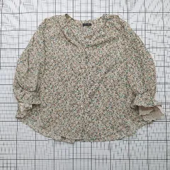◇ ⊂ Tip TOP ティップトップ 花柄 長袖 袖ボリューム花柄ブラウス サイズM ベージュ系 レディース E  【1508250015663】
