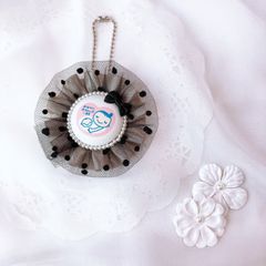 ハンドメイド　両面マタニティロゼット　チュールロゼット　ブラックxグレージュ　完成品