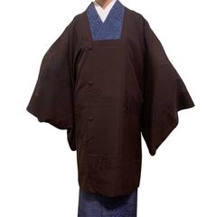 T-213　夏コート　道行コート　裄63センチ　たて絽　茶色　レディース　透け感あり　着物用　和装用