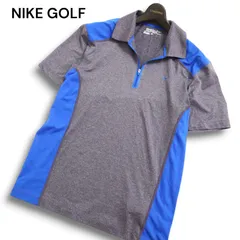 NIKE GOLF ナイキ ゴルフ 春夏 DRI-FIT 吸汗速乾★ ロゴ 半袖 ストレッチ ハーフジップ ポロシャツ Sz.L メンズ 灰 グレー