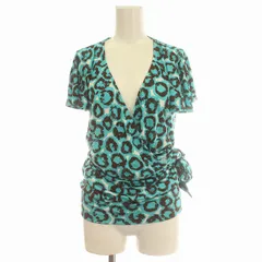 ダイアンフォンファステンバーグ DIANE von FURSTENBERG カシュクール カットソー 半袖 シルク混 総柄 4 L 水色 ライトブルー /☆G ■GY09のサムネイル