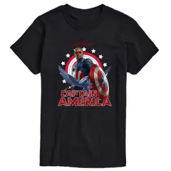 【送料無料】 マーベル メンズ Tシャツ トップス Men's Marvel Captain America Brave New World Sam Wilson Portrait Graphic Tee Black