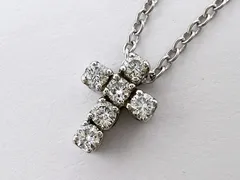 美品Poute Vecchio ネックレス クロス K18 ダイヤモンド Ponte Vecchio ポンテヴェキオ K18ホワイトゴールド ダイヤ 0.14