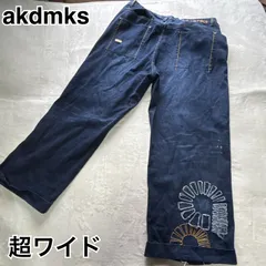 【AKADEMIKS】バギーデニム☆極太ジーンズ☆W42☆刺繍☆ワイド　デカい