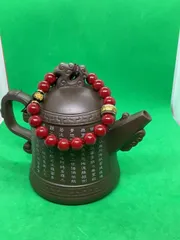 美品 紫金砂 辰砂 10mmブレスレット お守り3643