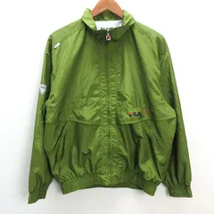a■90年代■フィラ/FILA ロゴプリント 長袖ジャンパーJKT/ウインドブレーカー【UL】緑/MENS/123【中古】