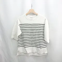 ◇ ⊂ Φ BEAUTY&YOUTH UNITED ARROWS ボーダー柄 五分袖 カットソー サイズ表記なし オフホワイト ブラック レディース E  【1412090029585】