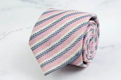 ヒルトン ブランド ネクタイ ストライプ柄 格子柄 シルク イタリア製 PO  メンズ ピンク HILTON 【中古】