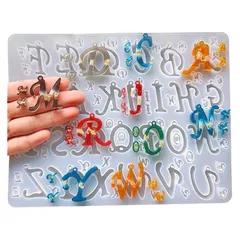 Evergarden アルファベット【穴あきタイプ】シリコンモールド レジン アクセサリー パーツ イヤリング ピアス キーホルダー シャカシャカ シリコン モールド キャンドル アロマストーン 石膏 手作り 樹脂 粘土 シリコン型 型 キット ハンドメイ 0